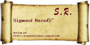 Sigmond Rezső névjegykártya